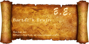Bartók Ervin névjegykártya