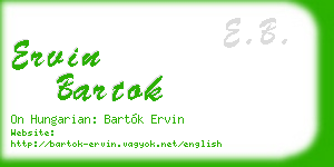 ervin bartok business card